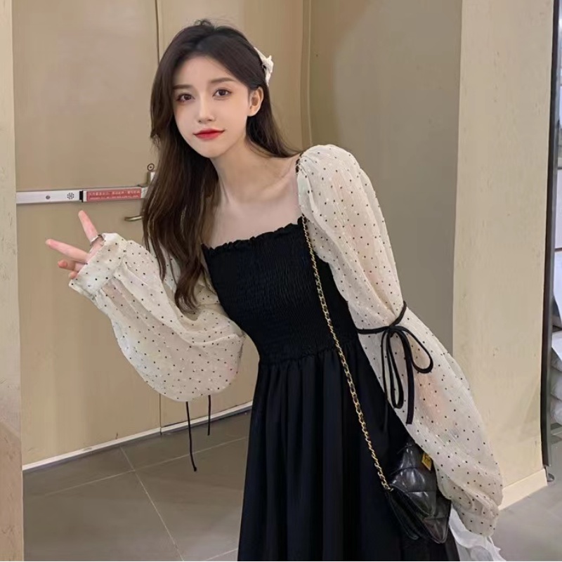 Đầm dài Perty phối lưới thời trang Hàn Quốc ngọt ngào cho nữ