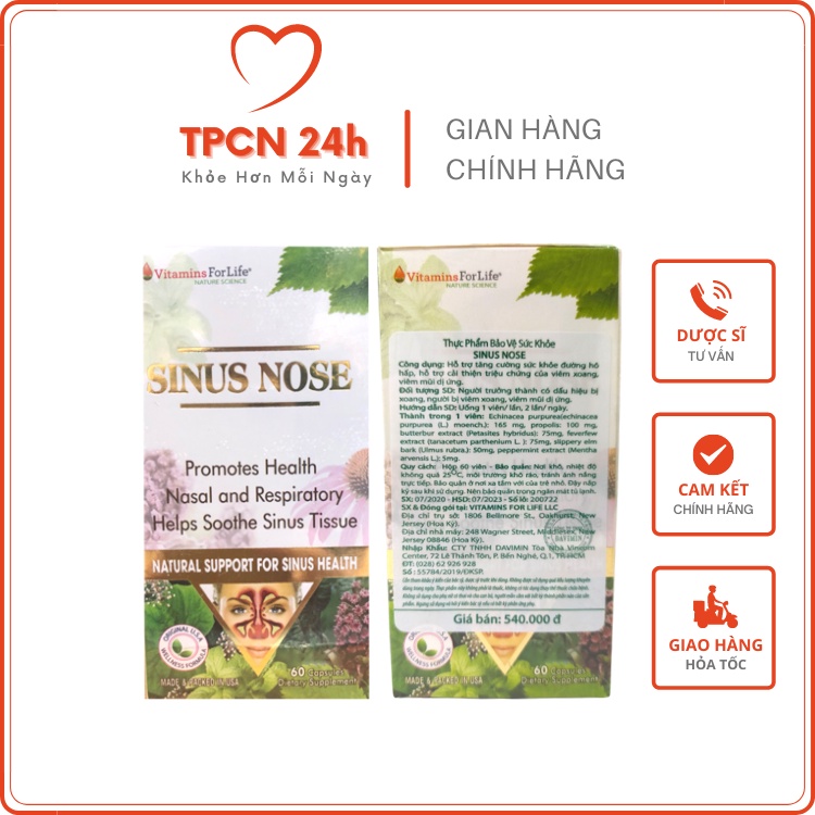 Sinus Nose - Hỗ trợ viêm xoang, viêm mũi dị ứng