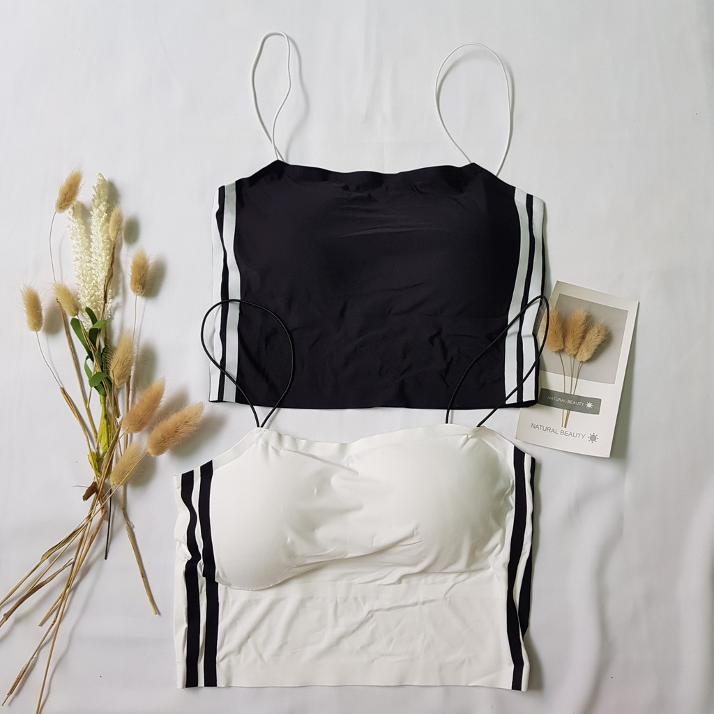 ÁO BRA 2 DÂY SU ĐÚC PHỐI MÀU ĐEN TRẮNG THỂ THAO SÀNH ĐIỆU - ÁO TẬP YOGA, GYM