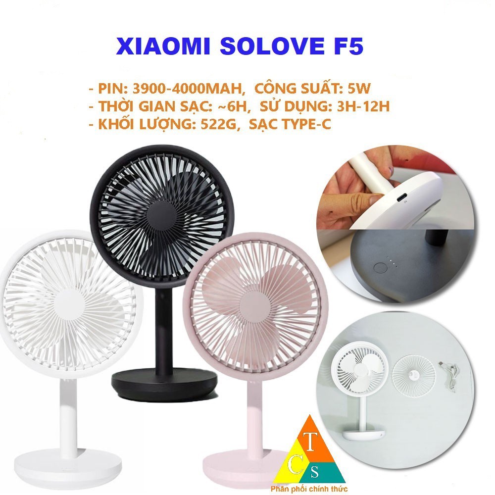Quạt sạc pin để bàn Xiaomi SOLOVE F5 - Bảo hành 12 tháng chính hãng