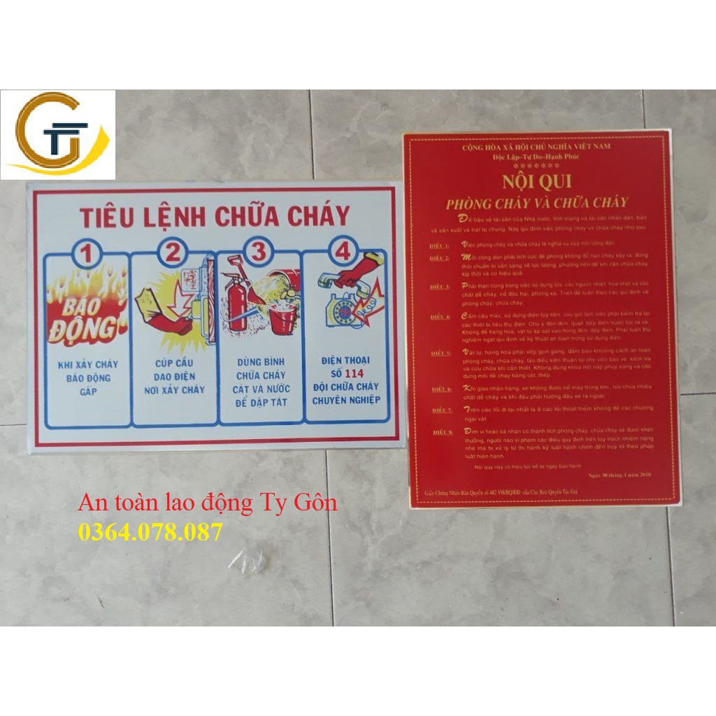 TIÊU LÊNH - NỘI QUY PCCC - CẤM LỬA - CẤM HÚT THUỐC