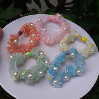 Dây Cột tóc hoa cúc đính hạt siêu sang( được chọn màu)