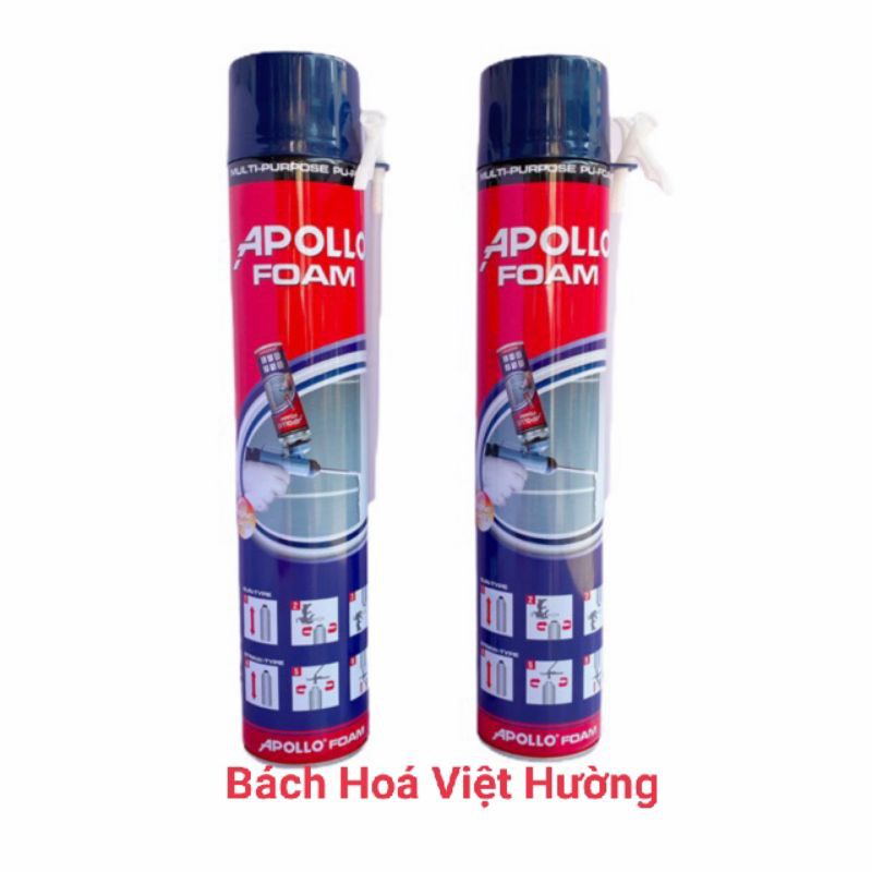 Keo bọt nở Apollo Foam 750ml  loại dùng vòi, keo xịt bọt cách âm, bít kín, trang trí gương