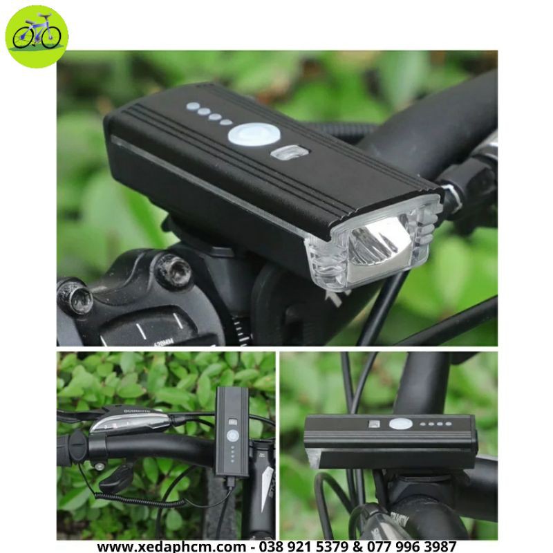 Đèn LED xe đạp sạc USB kết hợp còi