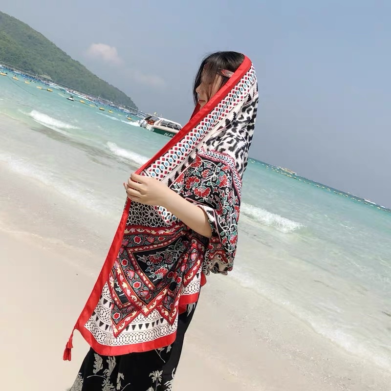 Khăn choàng cổ in thổ cẩm du lịch size 90x180cm