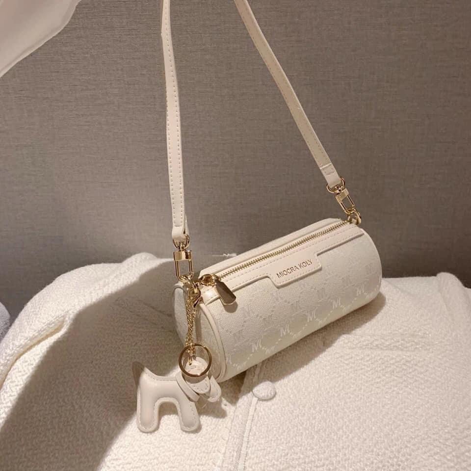 Túi Xách Hình Trụ Màu Trắng Thời Trang Mùa Hè Cho Nữ