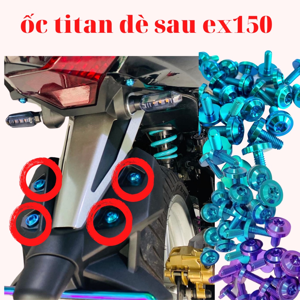 ốc titan gr5 gắn dè sau xe exciter 150 hàng loại đẹp chính hãng bảo hành 1 năm