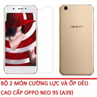Combo kính cường lực + Ốp Silicon Oppo A39 (Neo 9s)