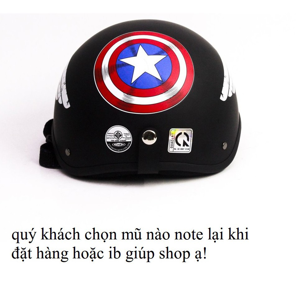 Mũ Bảo Hiểm Nửa Đầu Người Nhện, Captain Lưỡi Trai Không Kèm kính