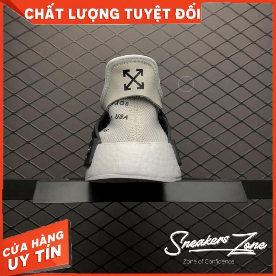 sale (FREE SHIP + HỘP + QUÀ) Giày thể thao NMD Human Racen OFF WHITE trắng chữ đen siêu đẹp cho nam và nữ -g4