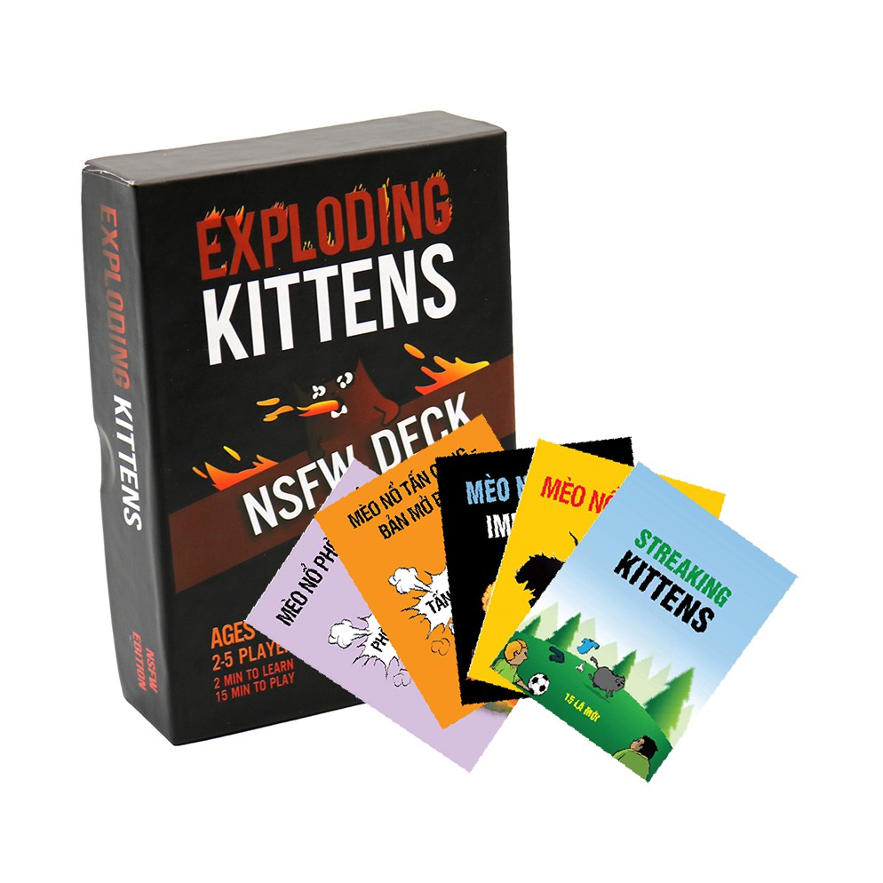 Combo mèo nổ exploding kittens và 5 bản mở rộng lên tới 134 lá bài