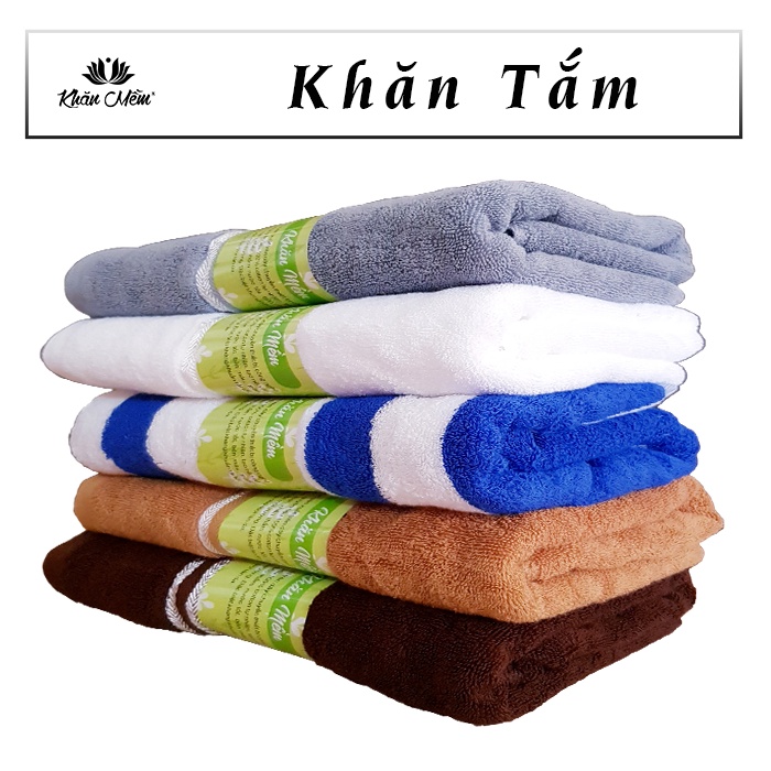 Combo 5 khăn tắm Lớn Dày 100% cotton mềm mại thấp hút nước siêu tốt, nhuộm hoạt tính không ra màu không xổ lông