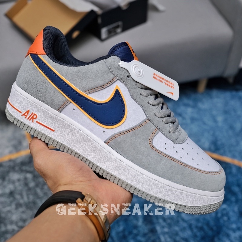 Giày Sneaker Cổ thấp - Air Force 1 07 Low White Cool Grey Navy Blue Orange CQ5059-103