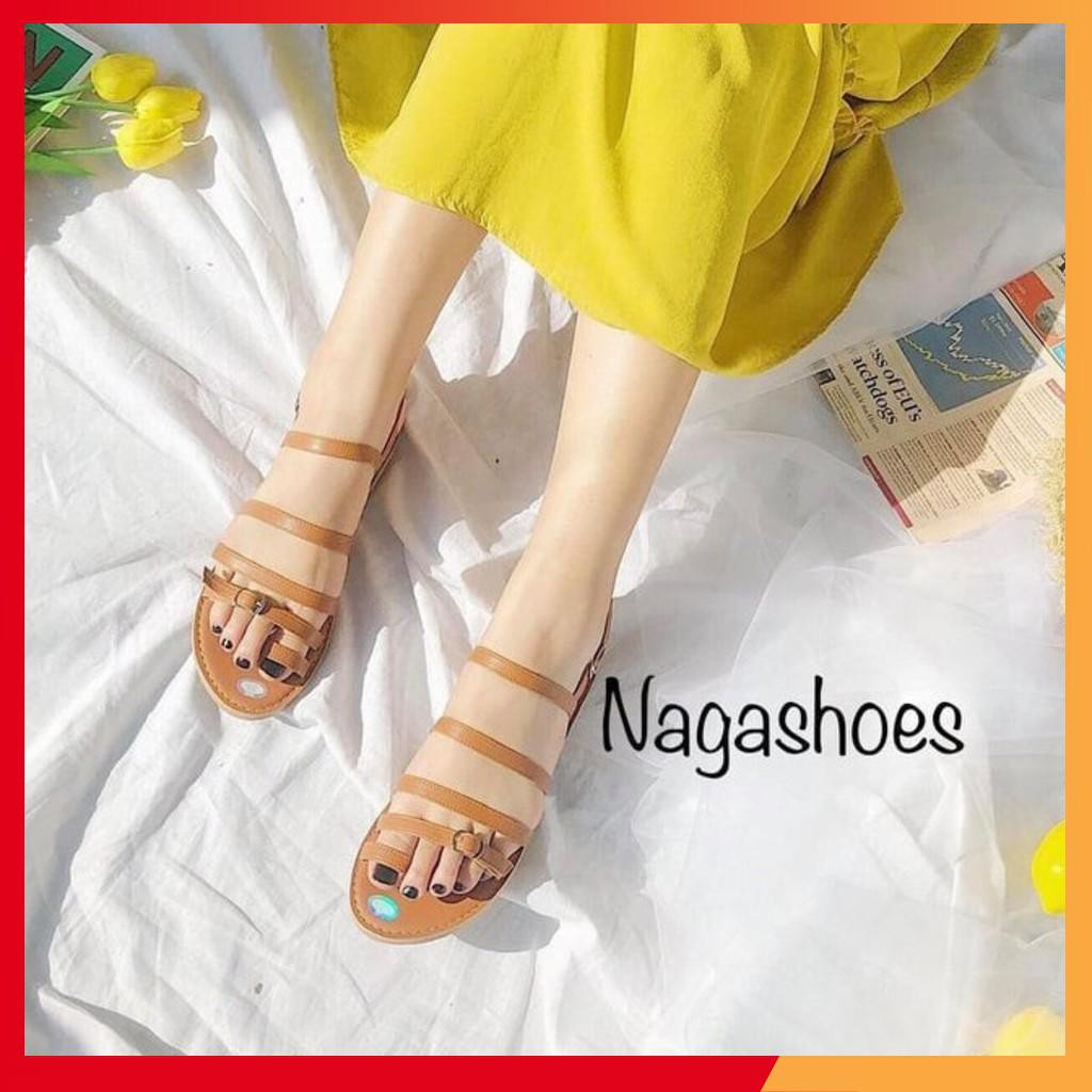 Dép sandal xỏ ngón nhiều dây cách điệu đi biển vintage