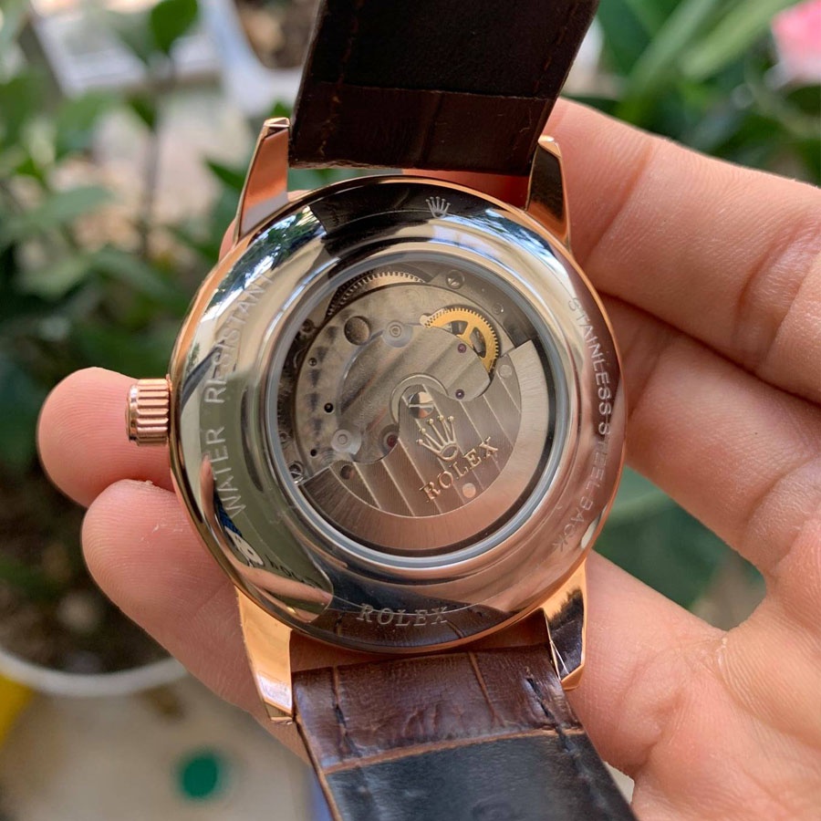 Đồng hồ Rolex nam máy cơ Nhật mạ vàng dây da kim loại Automatic size 40mm 41mm