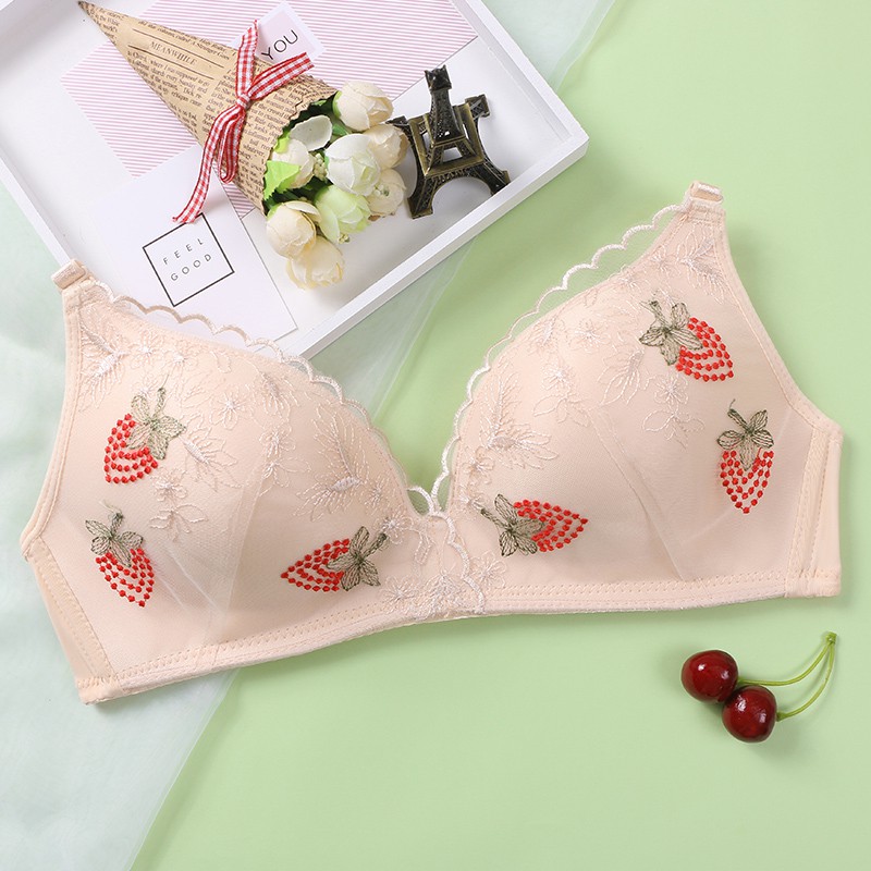 Áo lót AOWEINISI mềm mại họa tiết trái cây hoạt hình xinh xắn đáng yêu cho nữ