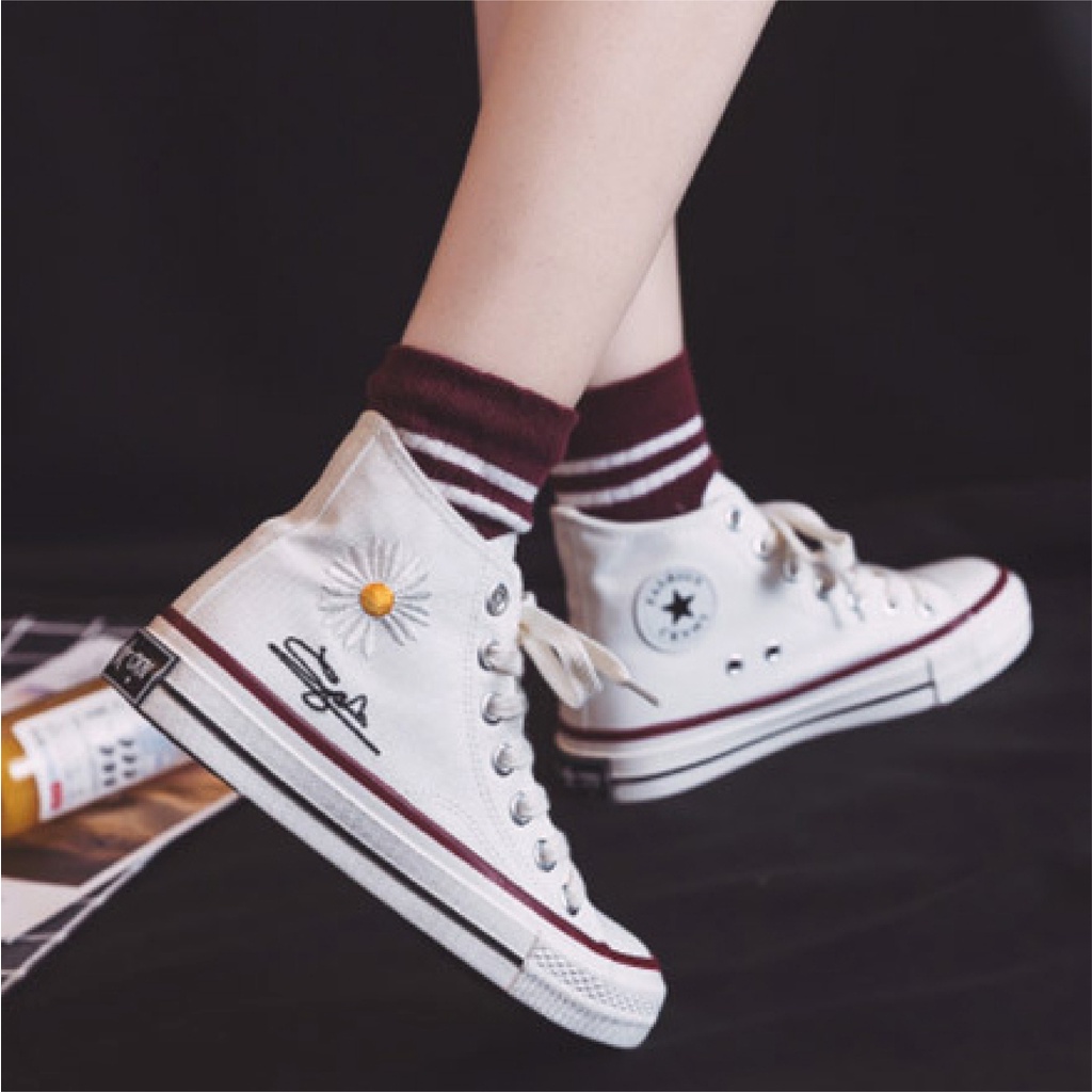 Giày Vải Canvas Nữ Cao Cổ Thiết Kế Basic Thời Trang  Bluewind 68853