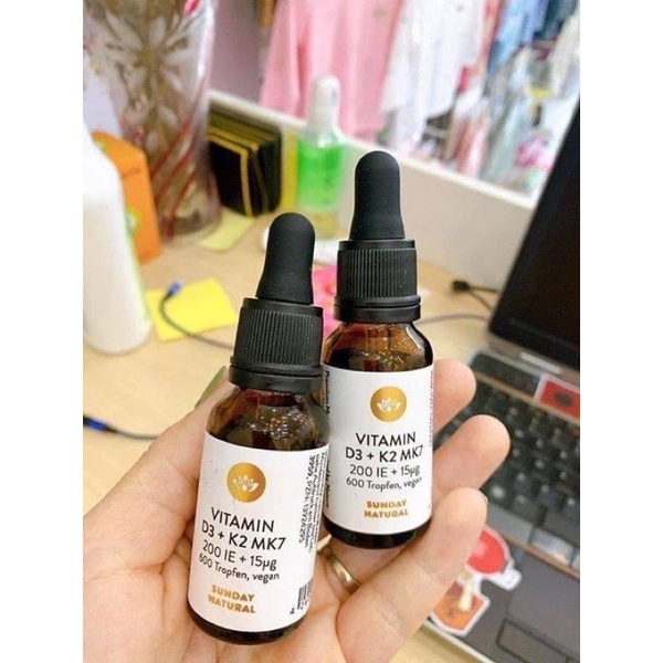 Vitamin D3 cho bé D3 K2 MK7 Đức Sunday Natural 20ml giúp hấp thụ canxi phát triển Chiều Cao tối ưu cho trẻ từ sơ sinh