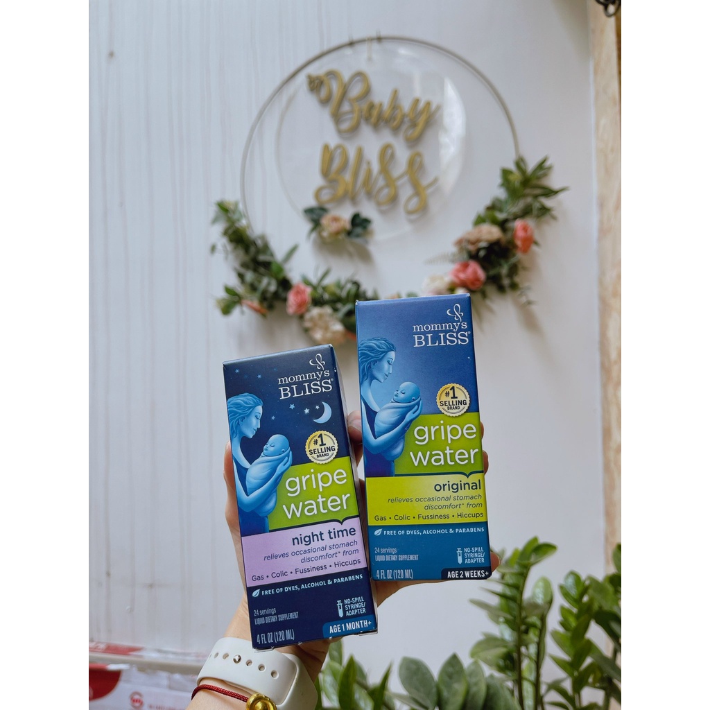 Siro giảm đầy hơi, quấy khóc Mommy's Bliss Gripe Water Original  - 2 loại Ngày và Đêm