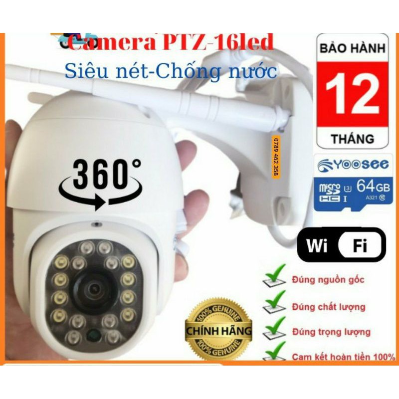 [Rẻ vô địch] Camera Yossee wifi PTZ Mini Xoay 360đ 2.0mpx, chống nước, Đàm thoại 2 chiều, Báo động chống trộm