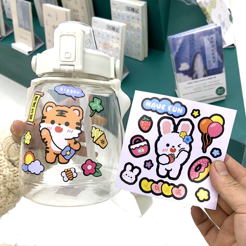 Combo 3 hình dán sticker cute chống thấm nước gấu béo dễ thương dán mũ bảo hiểm xe laptop vali sổ bình nước
