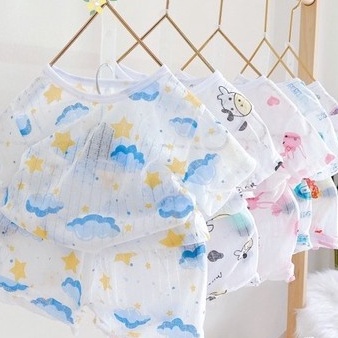 Bộ cộc tay cài vai cotton giấy cho bé sơ sinh, hàng đẹp - 𝐁𝐎𝟎𝟑