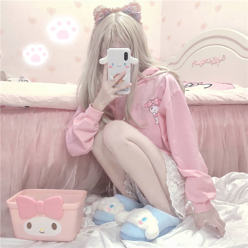 Hot #❣Bộ Đồ Ngủ Thời Trang Nhật Bản Xinh Xắn❣Áo Hoodie Dáng Rộng In Hình kuromi Dễ Thương Phong Cách Nhật Bản Thời Trang Thu Đông Cho Nữ