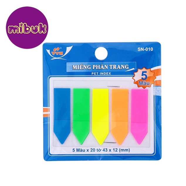 Giấy note nhựa mũi tên 5 màu 100 tờ - giấy phân trang