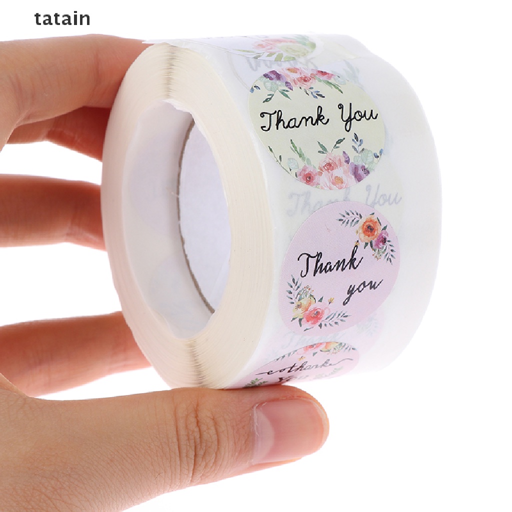 [TAT] 500pcs/roll round floral thank you stickers for package seal labels CVX