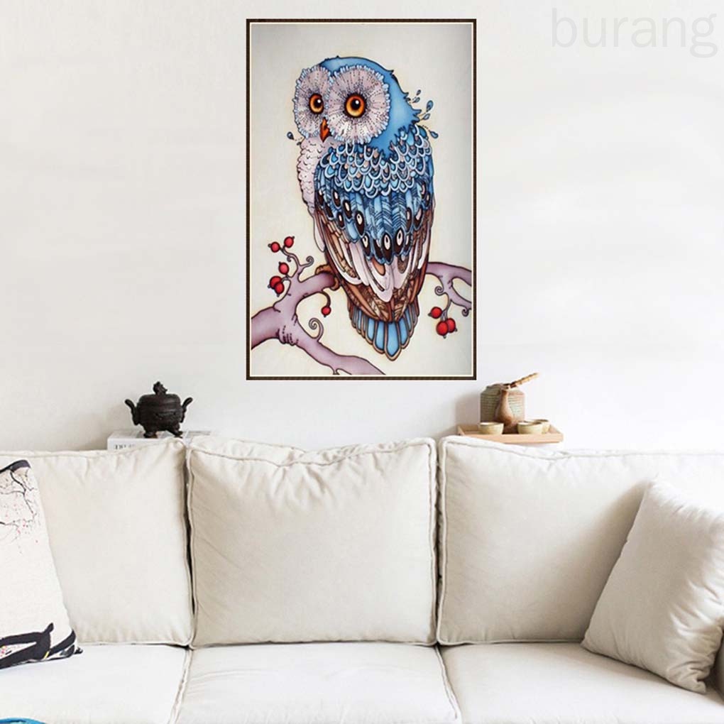 Bộ tranh đính đá DIY hình chim cú nhiều màu sắc dành cho trang trí