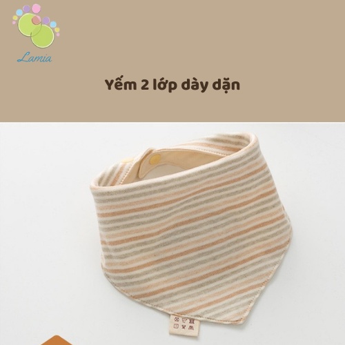 Khăn Yếm Tam Giác 2 Cúc Bấm Họa Tiết Đáng Yêu Chất Cotton Hữu Cơ Tự Nhiên An Toàn Cho Bé