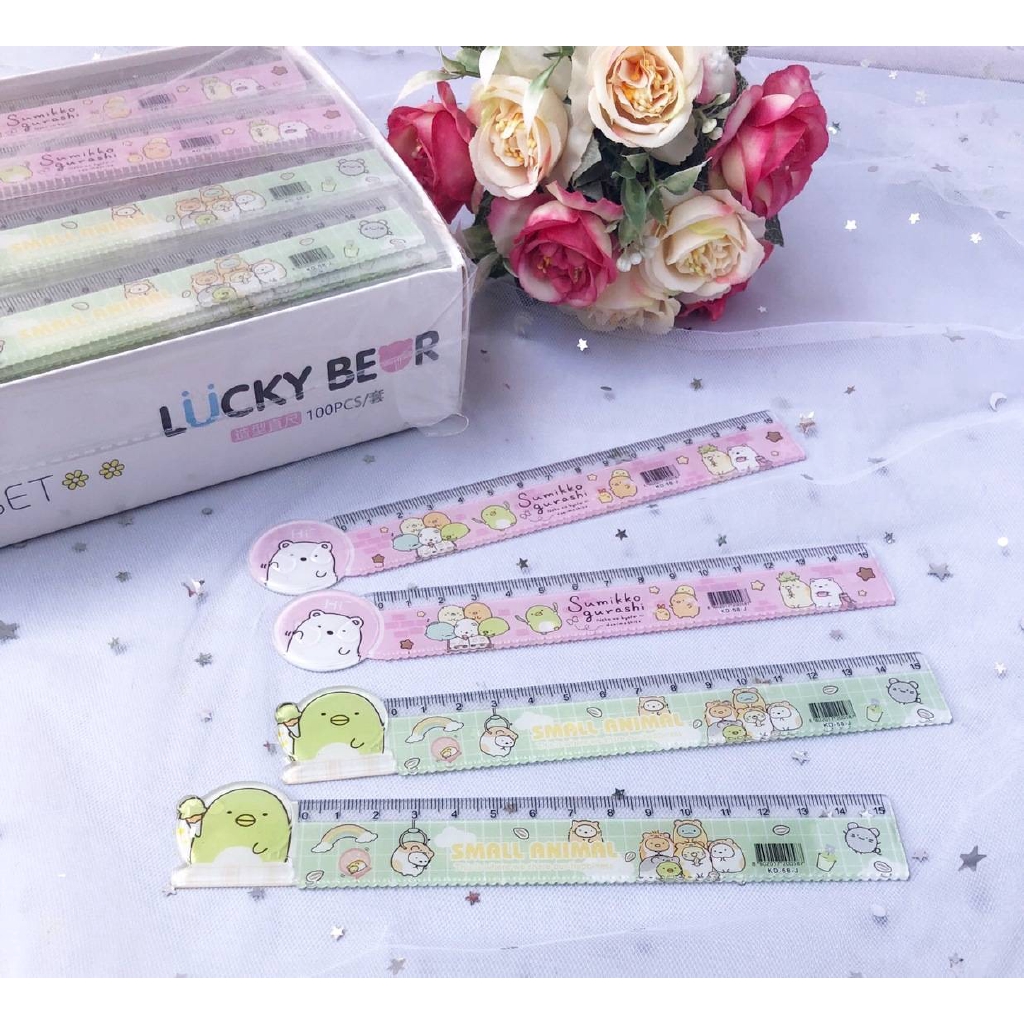 Thước kẻ cho trẻ em họa tiết động vật đáng yêu với chiều dài 15cm