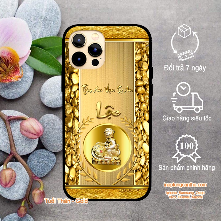 Ốp kính cường lực 12 con giáp tuổi THÂN tài lộc IPHONE