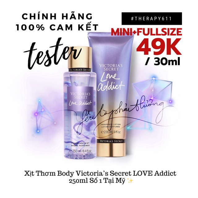 [Test/Sample]..::✨Xịt Dưỡng Thể Body Mist Victoria’s Secret &quot;LOVE ADDICT&quot; 250ml✨::..