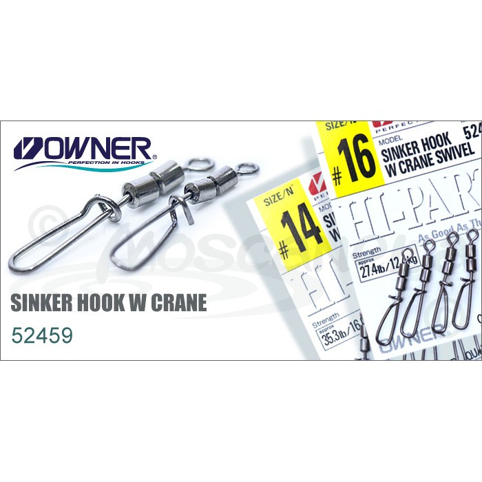 KHÓA CÂU CÁ OWNER SINKER HOOK W CRANE SWIVEL 52459