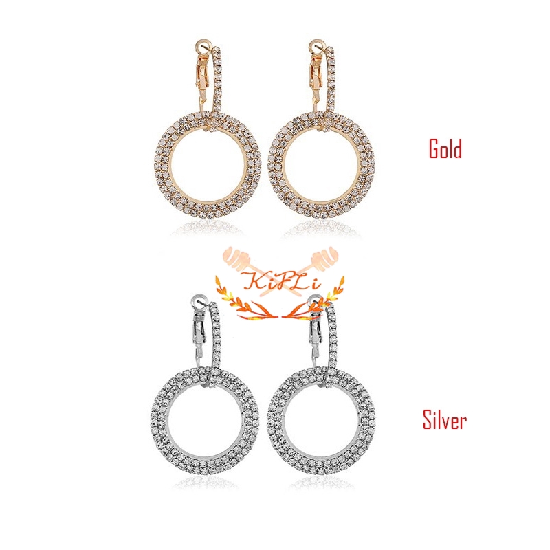 Khuyên tai mặt hình tròn đính đá sang trọng cho nữ