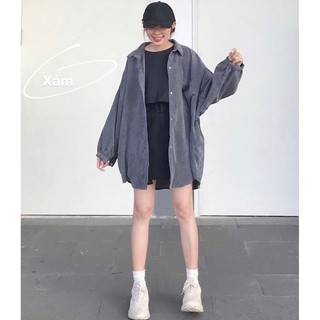 ÁO KHOÁC SƠ MI GÂN UNISEX (ẢNH THẬT)