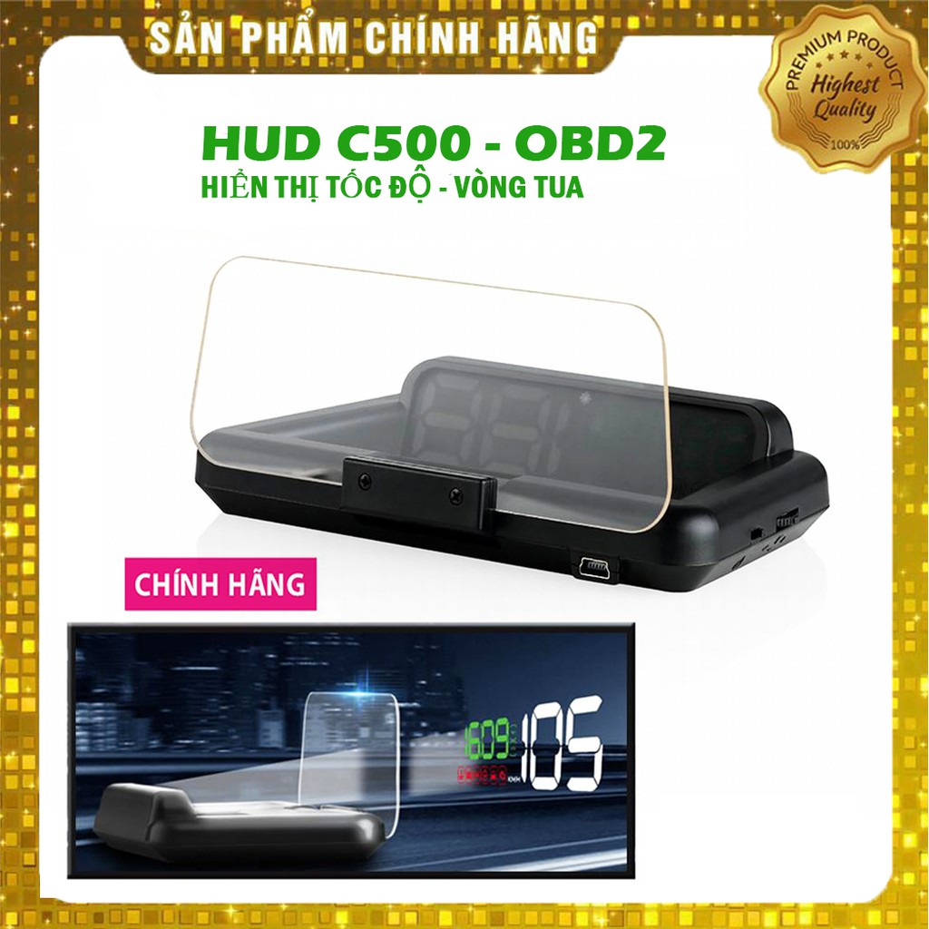 Bộ HUD Ô tô Hiển Thị Tốc Độ Thông Tin Lên Kính HUD C500 OBD - T900 GPS Xe Hơi | BigBuy360 - bigbuy360.vn