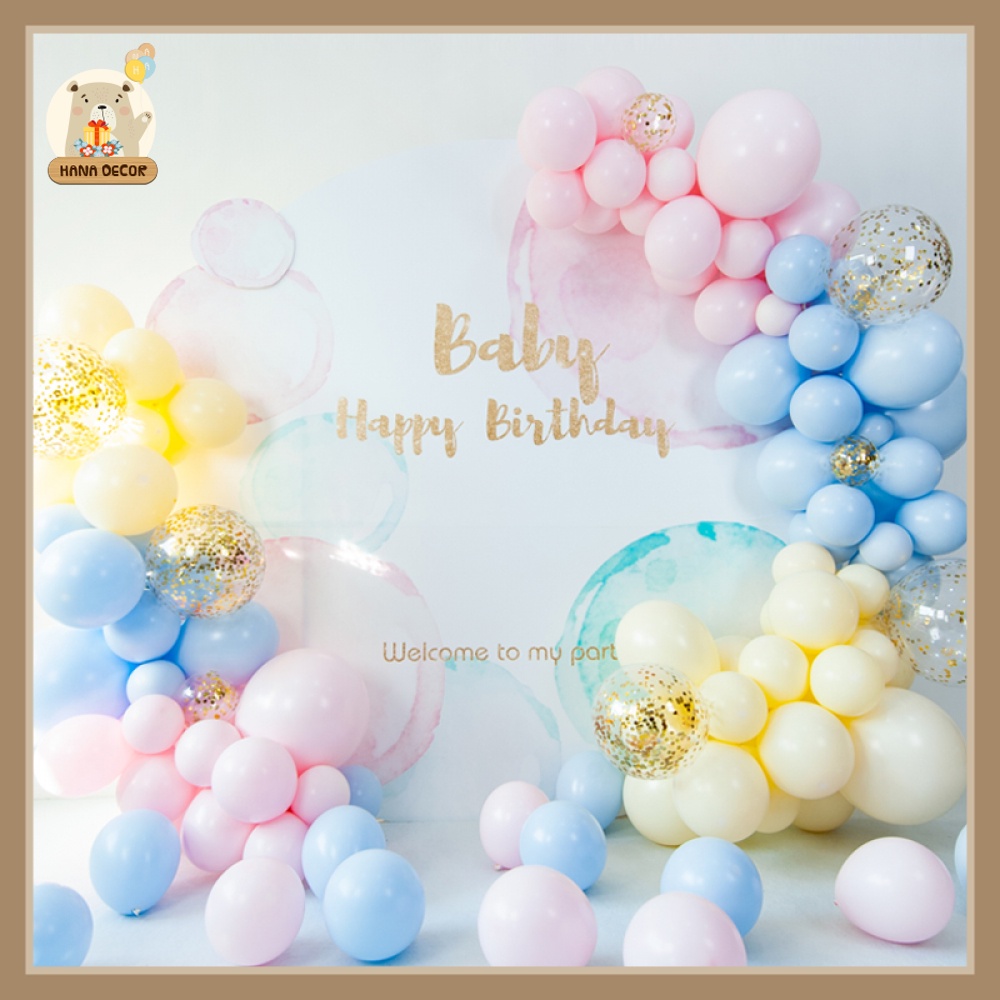 10 bóng pastel / macaron trang trí sinh nhật, thôi nôi Hana Decor