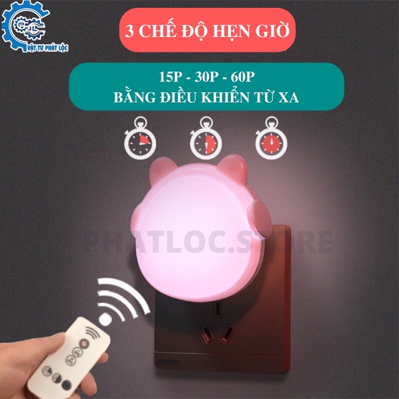 Đèn Ngủ, Đèn Led Thông Minh Cảm Biến Ánh Sáng Hình Gấu Đeo Tai Nghe Có Remote Điều Khiển