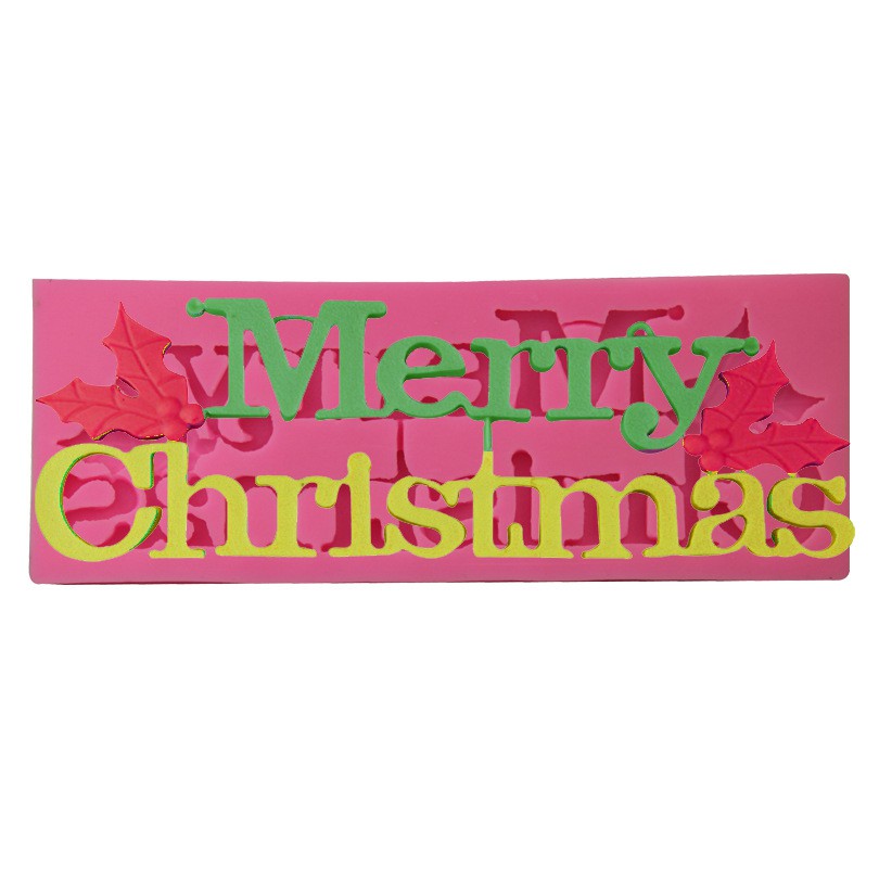 Khuôn rau câu 4D silicone Chữ Mery Christmas