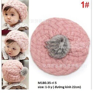 mũ len lồi cho bé gái từ 1-3 tuổi