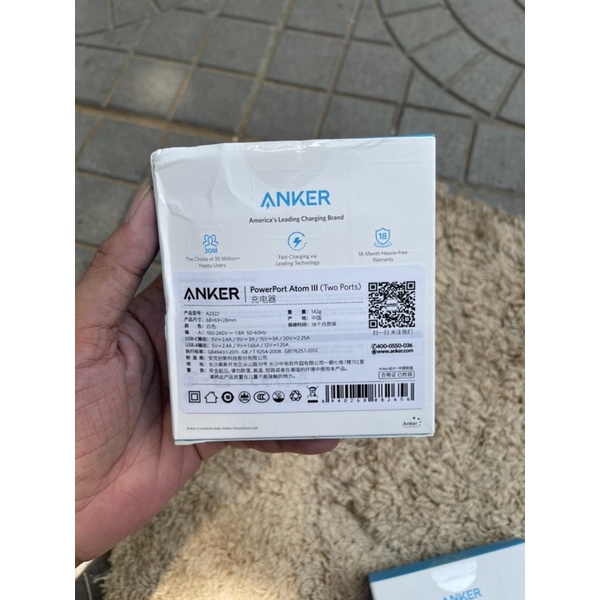 Củ sạc Anker 2 cổng 60w Power Port Atom III PD/QC 3.0 GaN - mã A2322