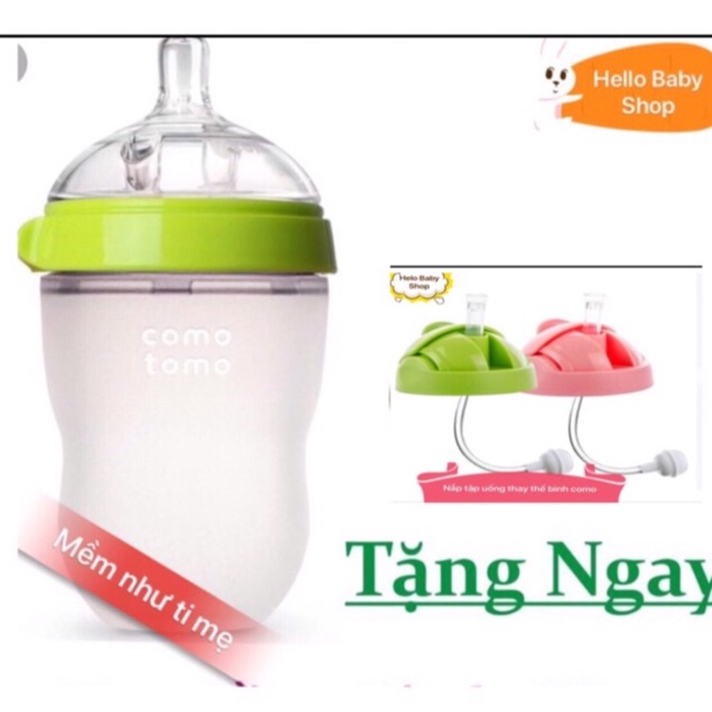 (Tặng nắp tập uống) Bình sữa CMTM silicon siêu mềm 250ml