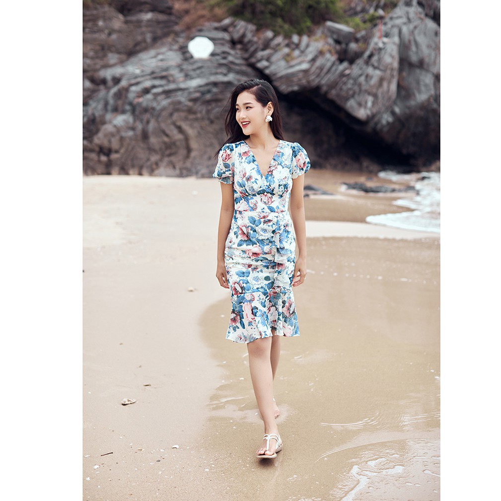 Đầm ôm nữ 92WEAR 3 màu, thiết kế bèo thân dưới DOA1608 | BigBuy360 - bigbuy360.vn