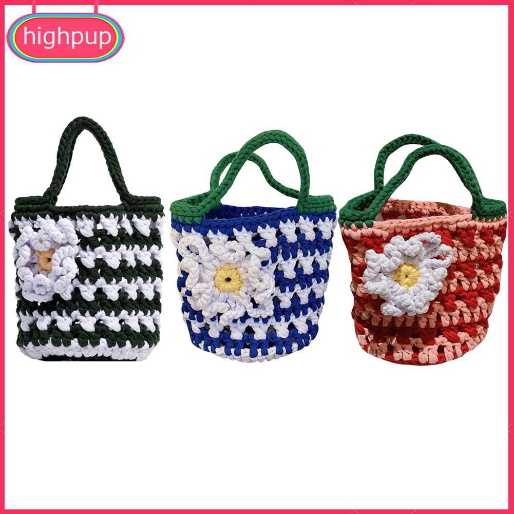 Túi Xách Bucket Mini Họa Tiết Hoa Màu Sắc Tương Phản Thời Trang Xinh Xắn Cho Nữ