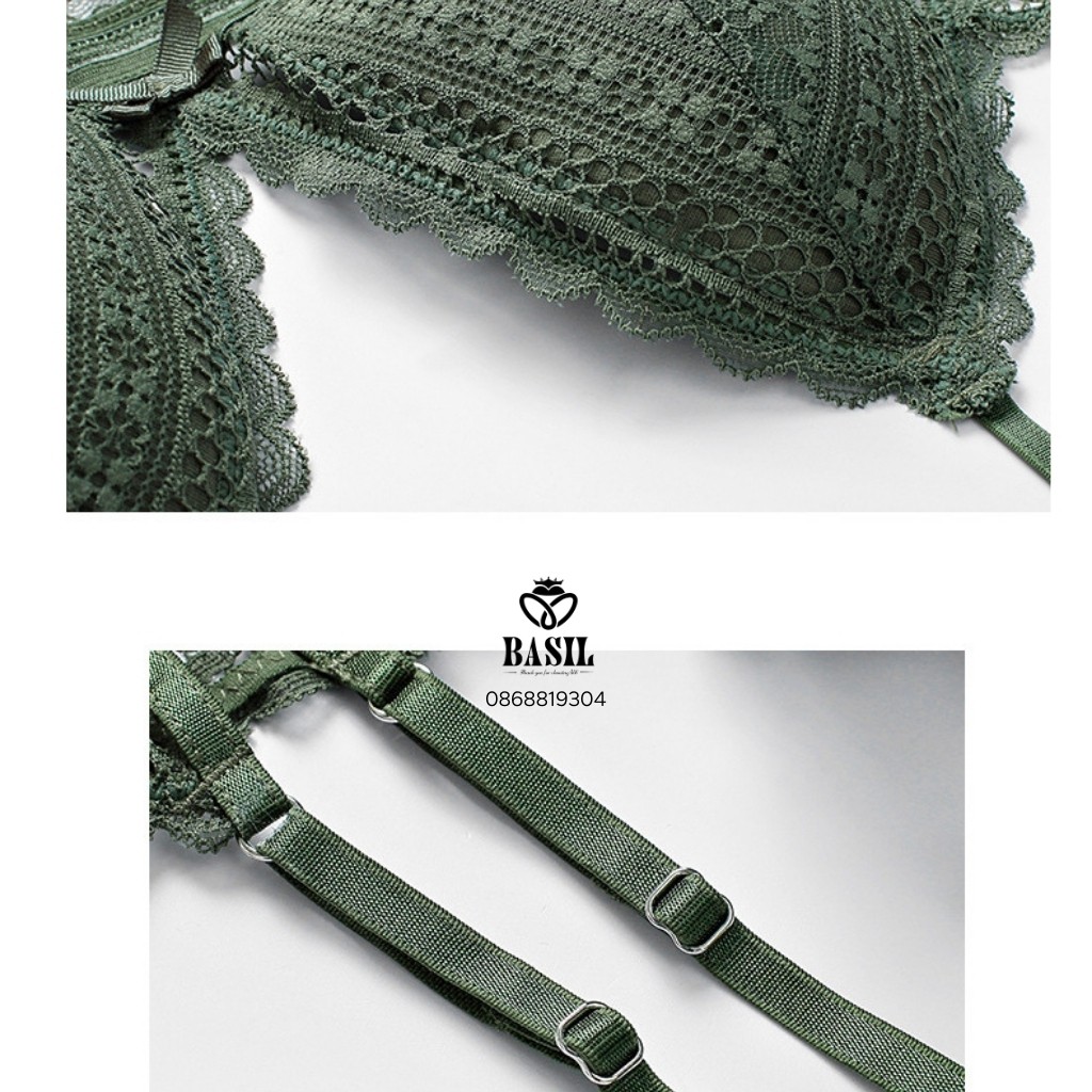 Bộ đồ lót BS02 Basil nữ chất ren không gọng đệm mỏng hở lưng