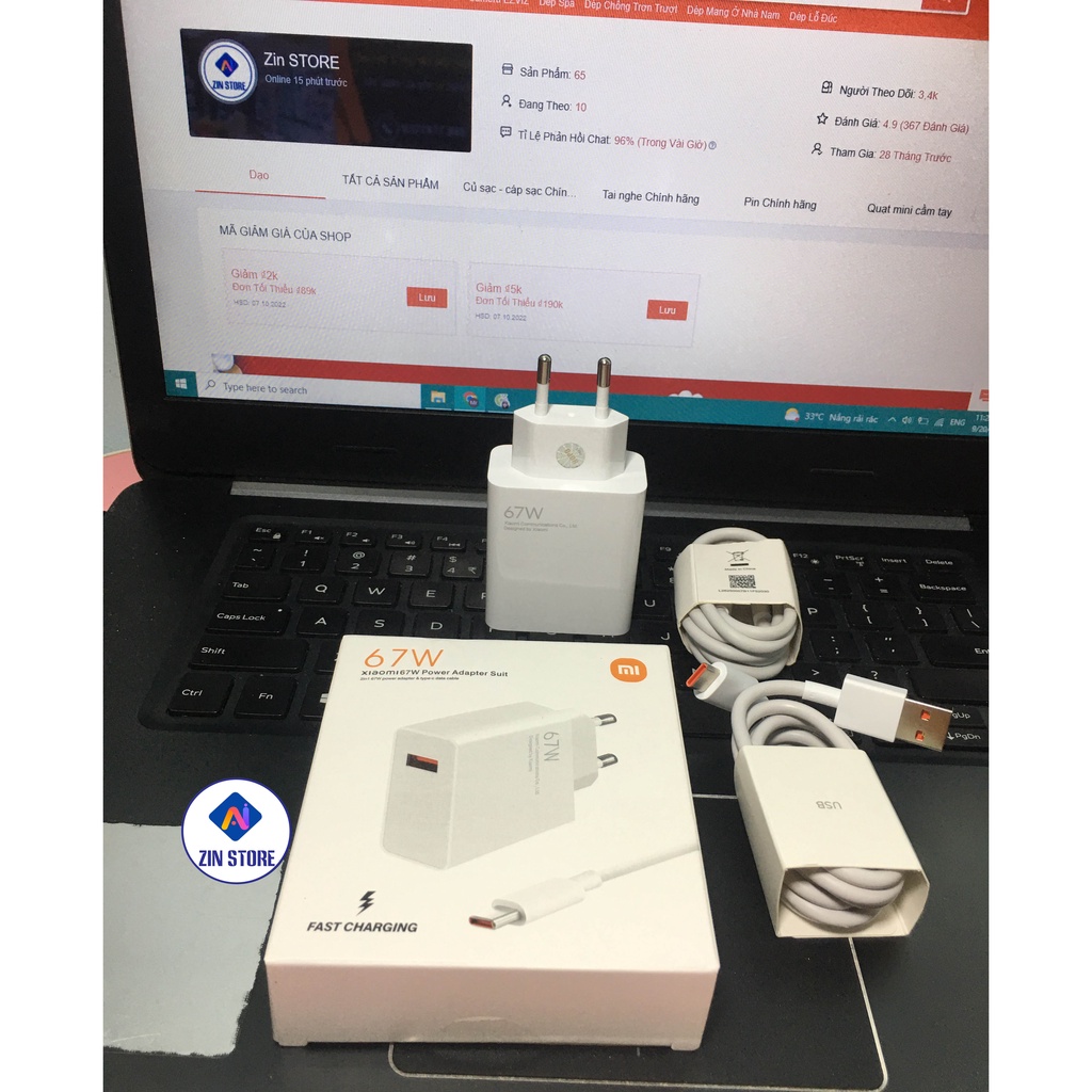 Bộ sạc nhanh Xiaomi 67W Mi Turbo Charge 4.0 Xiaomi MDY-12-EH Chính hãng - Zin bóc máy cho Mi 12 11 10T,K30,K30pro,Pocox3