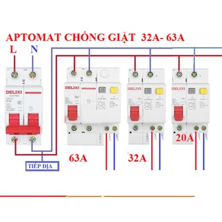 APTOMAT chống giật ,CB Chống giật 20A, 32a, 63A 220V AC