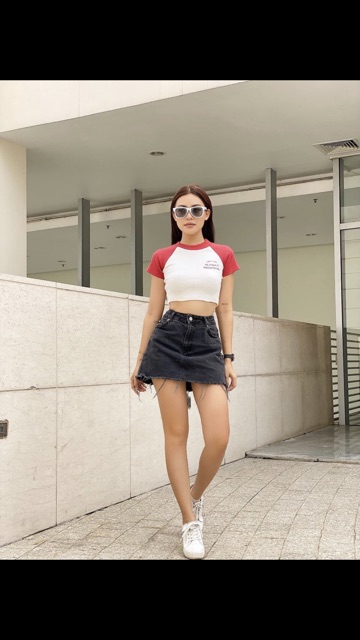 Áo croptop thêu hình chụp thật kèm video